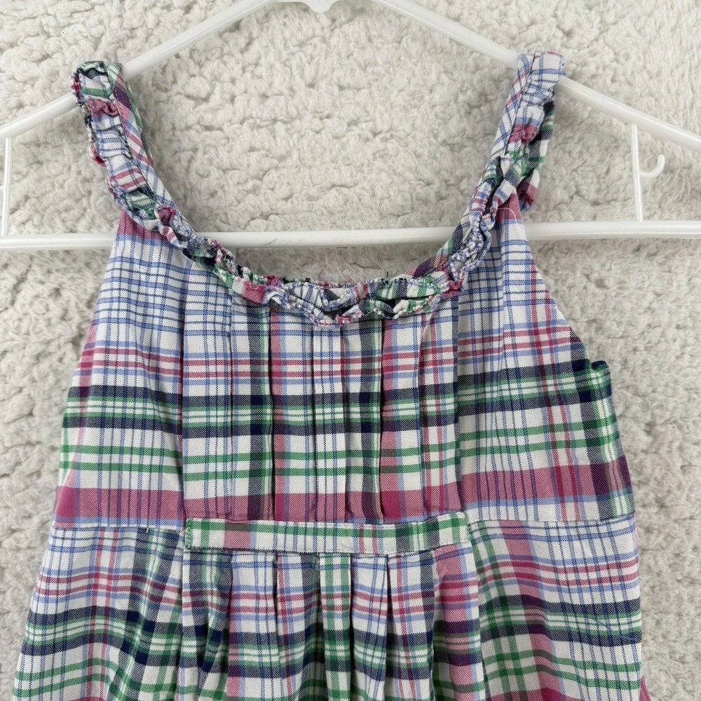 Ralph Lauren Dress Girls 6 Multicolor Plaid Sundress Ruffle Strap Lined Cotton